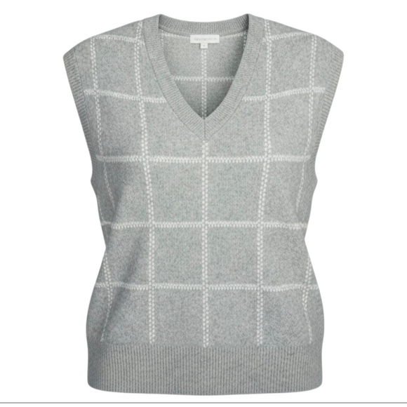 A New Day Sweaters - A New Day Gray Plaid V Neck Sweater Vest Size Small